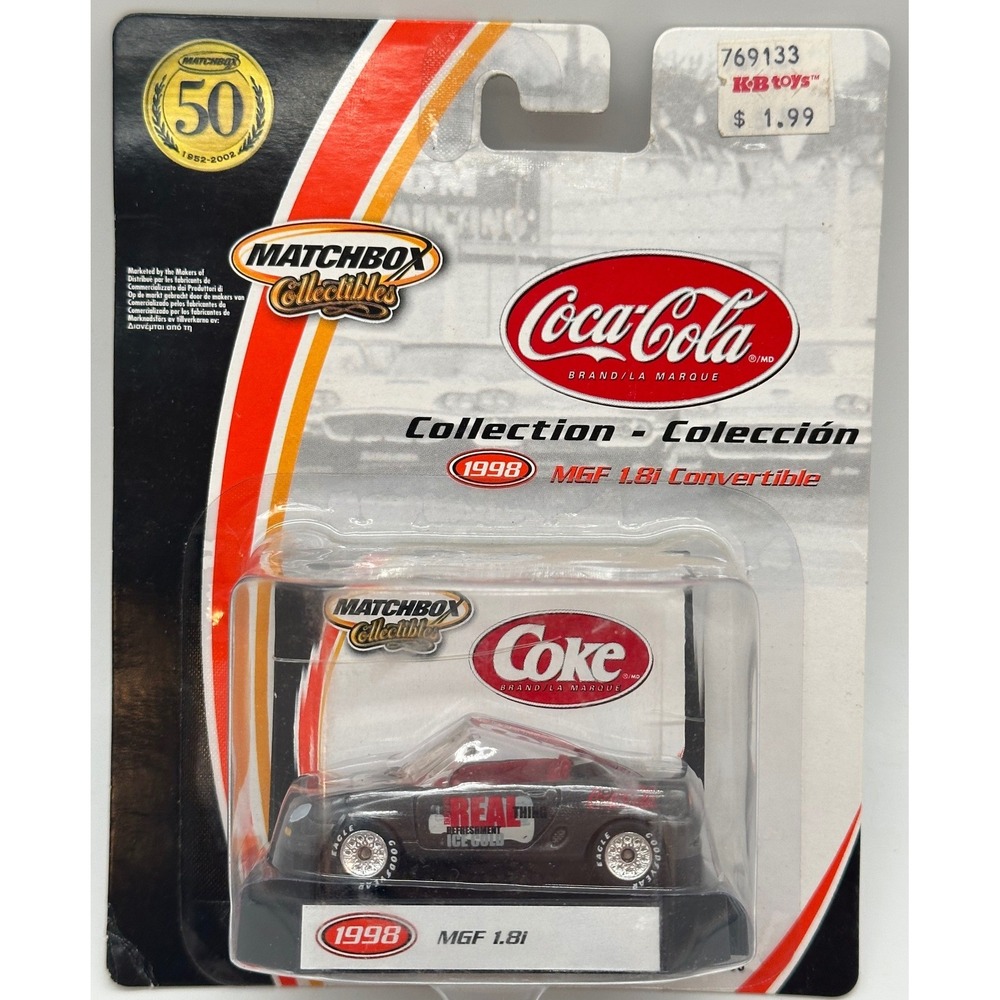 New Matchbox Coca-Cola 1998 MGF Roadster Convertible 1:64 Diecast Car 97368